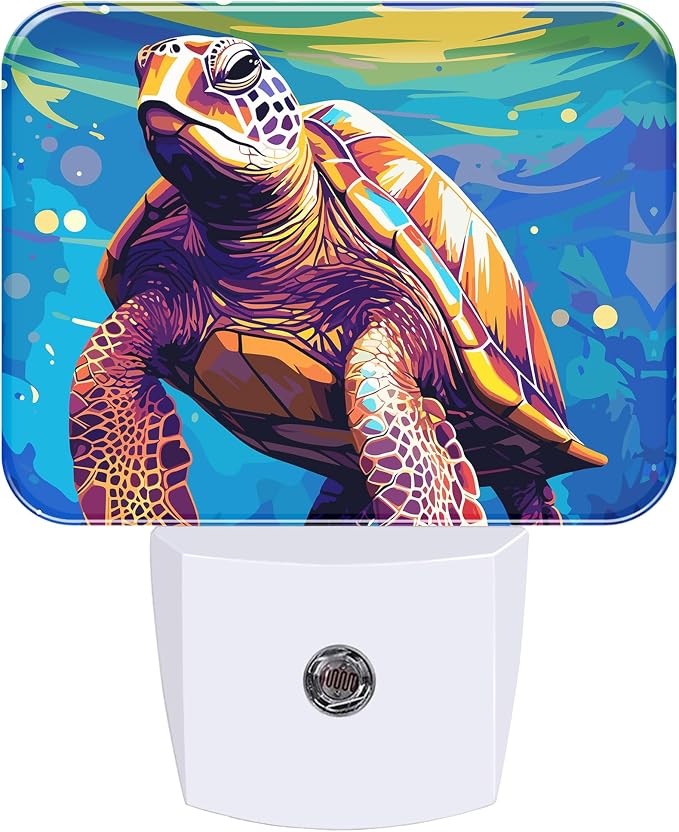Night Light Sea Turtle Plug-in Wall LED Night Lamp with Dusk-to-Dawn Smart Sensor Lamp for Adult Bedroom Living Room Hallway Kitchen