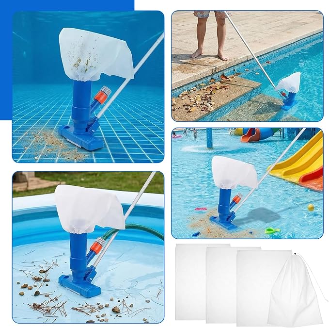 4 Pcs Large Size Pool Vacuum Bag Replacement Nylon Pool Leaf Vacuum Bag Filter with Drawstring 24 x 18 in Fine Mesh Net Bags Cleaner for Leaf & Debris