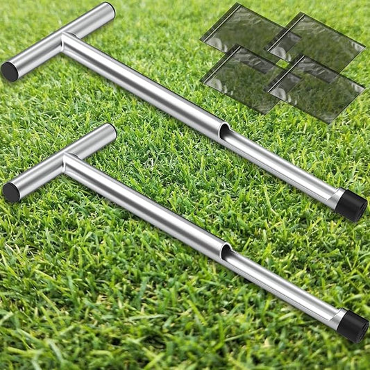 2 Pack 17 Inch Stainless Steel Soil Sampler Probe, Soil Probe for Soil Sampling, T-Style Handle Soil Test Probe, Soil Test Kit for Plant Care, Farm, Lawn Garden