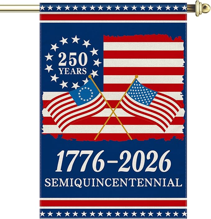 250th Anniversary America Garden Flag, 250 Years Banner USA 4th of July Patriotic 1776-2026 Yard Sign Double-Sided Waterproof Flag 28x40 Inch