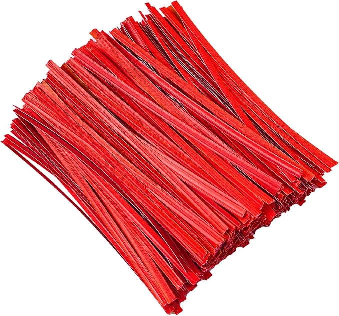 Tangyinrd 1000 Pcs 5" Red Twist Ties, Plant Ties Cable Ties Reusable Bread Ties for Party Cello Candy Coffee Treat Bags Cake Pops