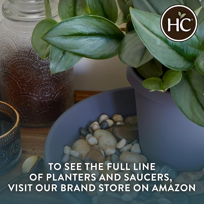 The HC Companies 21 Inch Classic Round Plant Saucer, Lightweight UV-Resistant Plastic Outdoor & Indoor Flower Pot Tray, 2-Pack Plant Pot Trays for Garden & Home Decor, Slate Blue