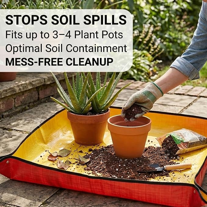 59" x 39" Extra Large Plant Mat for Repotting, Thickened Waterproof Indoor Gardening Mat, Mess-Free Potting Pad for Soil & Water Control, Foldable Transplanting Mat for Indoor Plants
