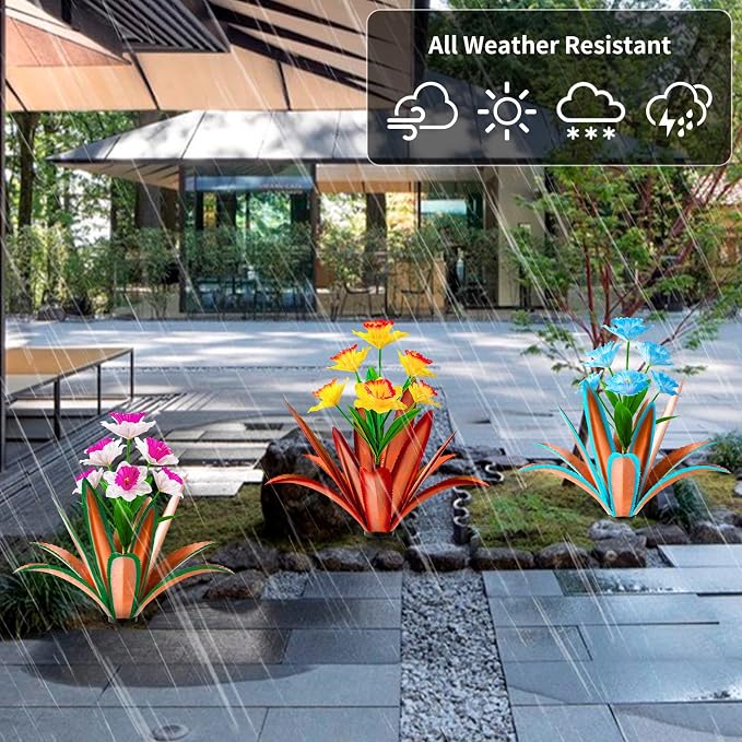 TOMBABY Huge Metal Agave Plants Outdoor Decoration Outdoor Garden Decorated with Flowers Mexican Yard Art Plant Garden Gift(red 2 Pack)