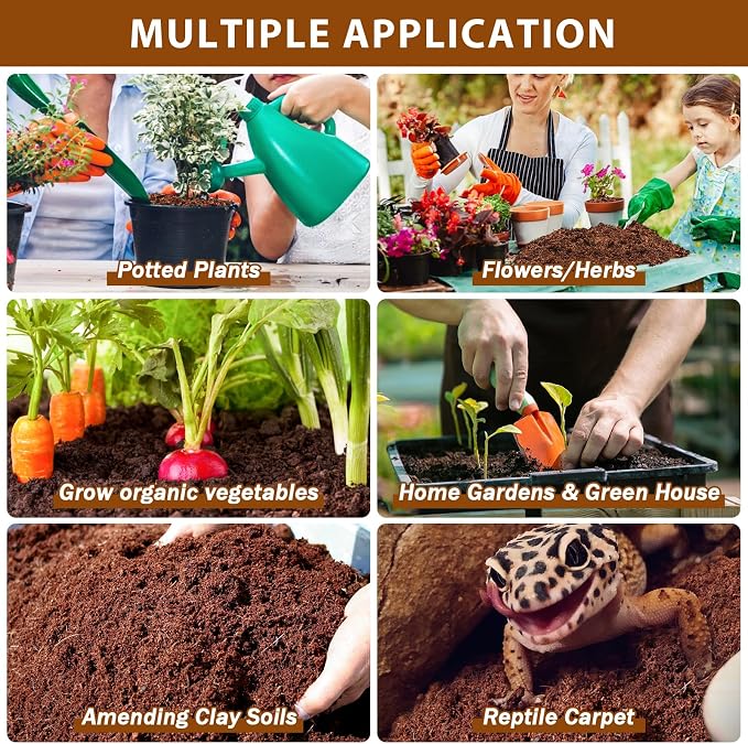 Legigo Pack of 10 Organic Coco Coir Bricks & 1.1 LB Coco Chips for Plants- Natural Compressed Coco Coir Brick Coconut Fiber Substrate for Planting & Gardening
