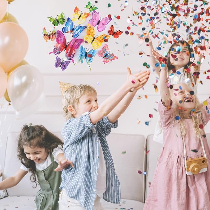 OPSEAM Butterfly Wall Decor 24/48 PCS, 3D Butterflies Stickers for Party Decorations with Magnets(Colorful, 48)