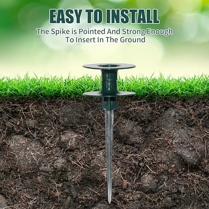 6 Pcs Garden Hose Guide on Spike, Guides Water Hoses Guide on Zinced Spike Hose Guard for Plant Protection Garden Hose Rust Sturdy Metal Stake Heavy Duty Dark Green Spin Top