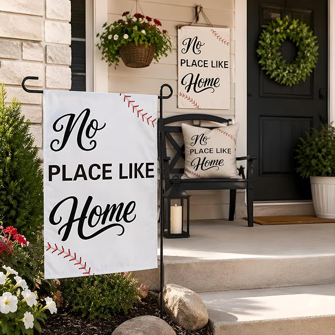 Baseball Party Favors - Baseball Garden Flag | Double Sided No Place Like Home Yard Flag | Sports Themed Party Decorations Supplies for Garden Yard Porch Patio Lawn Outdoor Outside Decor