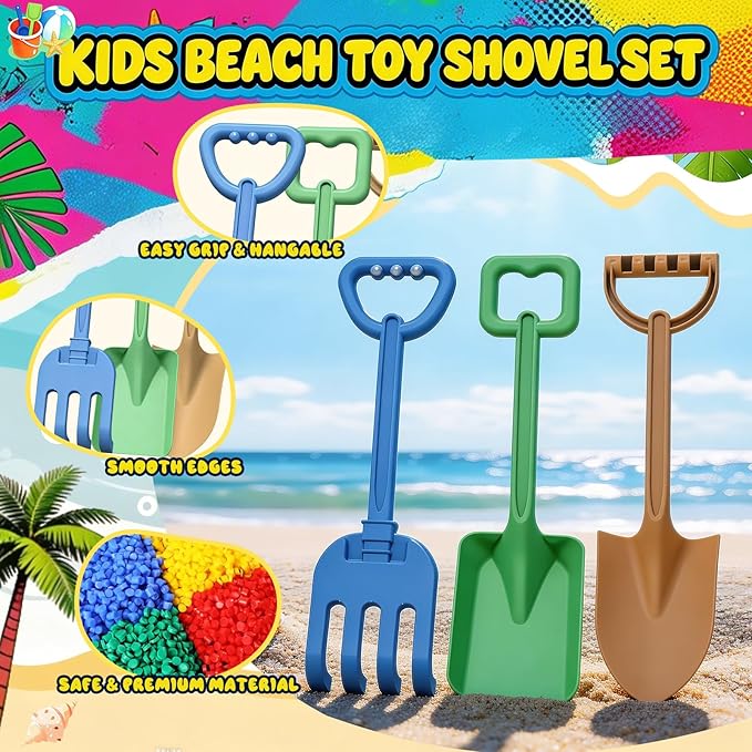 Beach Shovels for Kids, Ideal for Beach Digging, Sandbox Play, Garden Tasks & Snow Shoveling, Toy Set Perfect for Summer Outdoor Fun, Suitable for Gardening, Planting, Dirt Shoveling & Digging