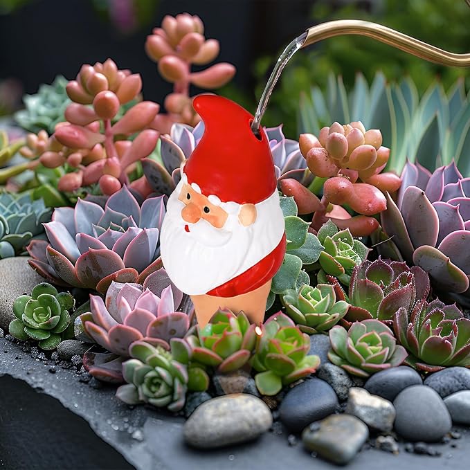 Self Watering Plant Spikes 4 Pack, Terracotta Automatic Plant Waterer for Indoor Outdoor Plants, Slow Release Watering Stakes, Vacation Watering Devices for Potted Plants Garden Decor(Santa Claus)