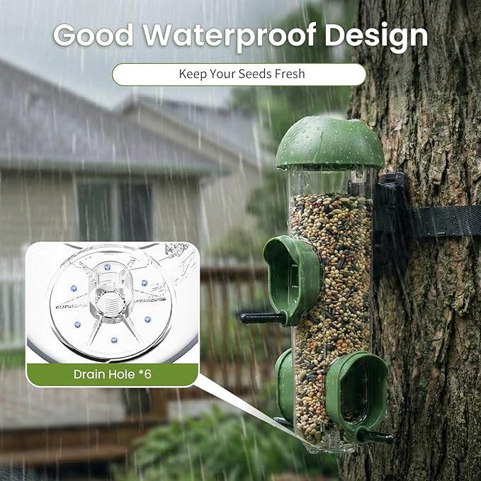 LONA Bird Feeders for Outdoors 2 Pack, Tube Bird Feeder Weatherproof with Multiple Hanging Methods, Wild Bird Feeding Silo for Outside, 3 Port