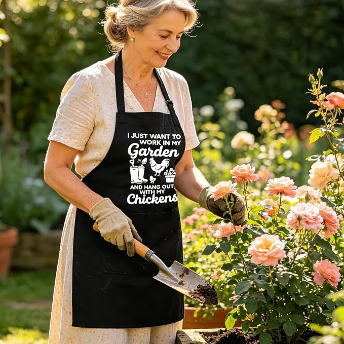 Funny Gardening Apron for Women with Pockets, Garden Gifts for Gardener Plant Lover Mom Grandma Birthday