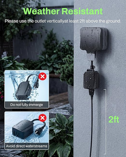 BN-LINK 24 Hour Heavy Duty Mechanical Timer, Outdoor Timer Outlet Waterproof with 30 Minutes Intervals, 1 Grounded Outlets for Christmas Lights Pool Pump,15A 1/2HP, ETL Listed