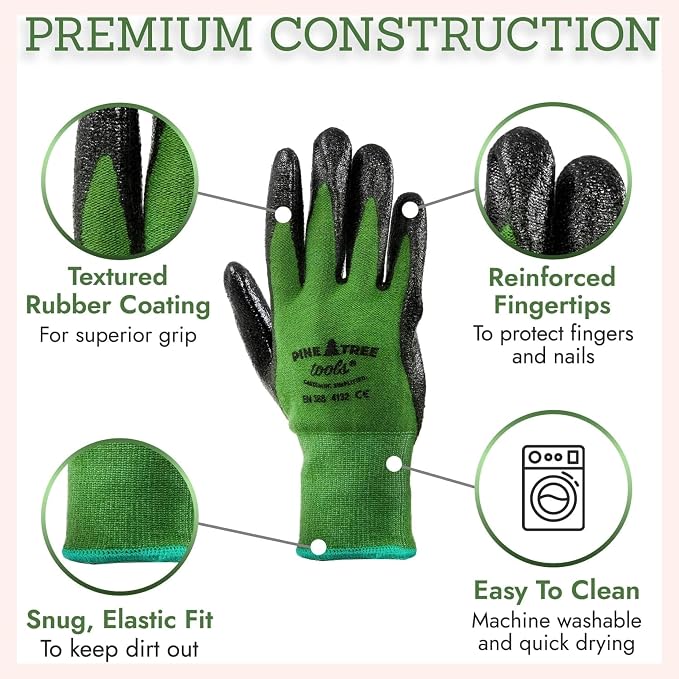 Bamboo Gardening Gloves – Rubber Coated, Touchscreen Friendly, Breathable & Lightweight – for Men & Women