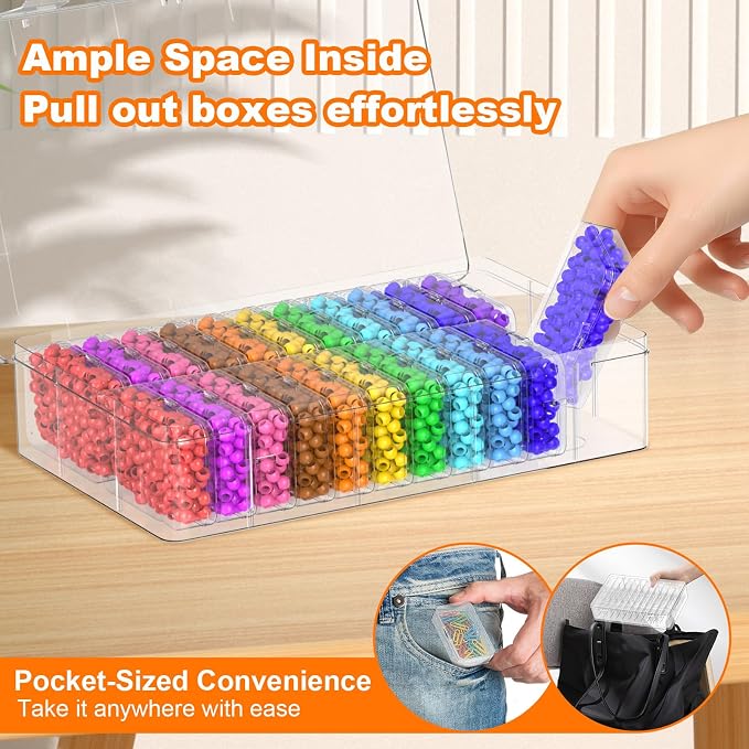 Bead Organizer Box, 24 PCS Clear Plastic Storage Containers Features Hinged Lid and Labels, Craft Storage Box for Jewelry, Diamonds, Clay Beads, Bracelets, Screws, Seeds, Small Parts