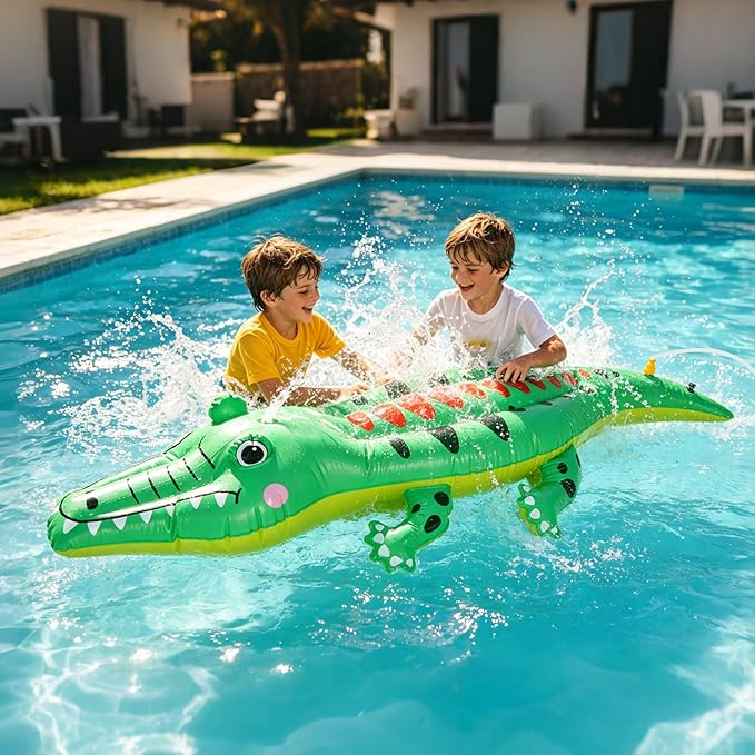 Sprinkler for Kids Large Inflatable Crocodile Water Toys, Kids Sprinklers for Yard, Outdoor Water Spray Sprinkler Summer Toddler Toys for Boys Girls Dogs Backyard