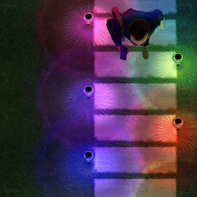 Priddop Solar Lights Outdoor Pathway Waterproof 8 Pack Color Changing LED Acrylic Mushroom Decorative Garden Lights for Yard Landscape Patio Outside Decorations