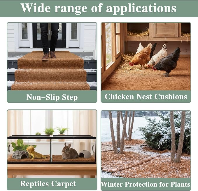 EIMQUVW 4 Rolls 16x40 Inch(40cm*100cm) Coconut Coir Liner Roll Coco Liner Roll Coconut No-Slip Ice and Snow Carpet Mats Natural Coir Fiber Liner Sheets Carpet Animal Pet Pad