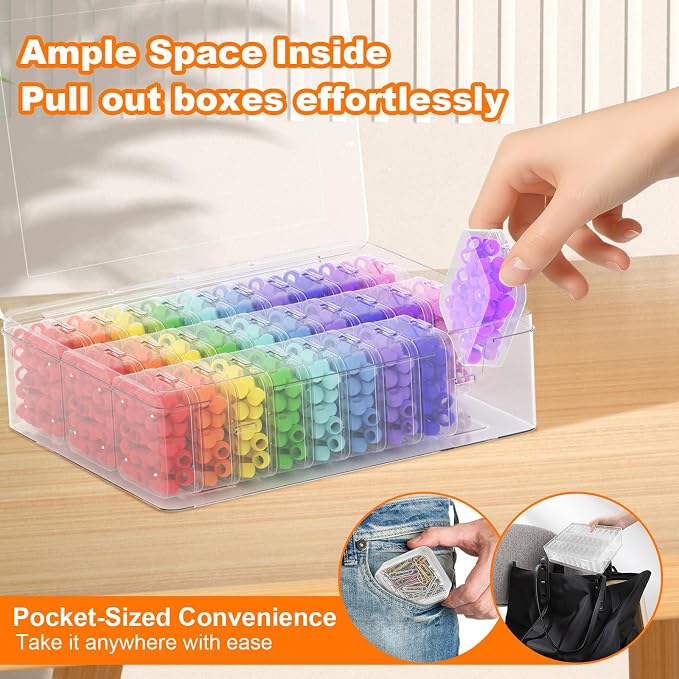 3 Pack 90 Pcs Bead Organizer Box, Clear Plastic Storage Containers Features Hinged Lid and Labels, Craft Storage Box for Jewelry, Diamonds, Clay Beads, Bracelets, Screws, Seeds, Small Parts