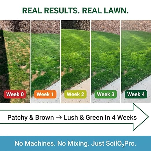Liquid Soil Aerator & Oxygen-Active Biostimulant - Revitalizes Hard Compacted Clay Soil - 32 oz Hose-End Sprayer, No Mixing Required (Covers 3,000 sq. ft.)
