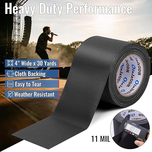 New Upgrade Gaffer Tape Bulk 4 Pack, 11 Mil Industrial Grade Gaffer Tape, 4’’ x 30 Yards, Strong Adhesion, Easily Remove No Residue, Professional Matte Finish No Reflection, Black Cloth Tape for Stage