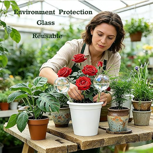 Self Watering Globes for Plants - Large 6pcs Glass Rainbow Self Watering Bulb Up to 5 Days of Irrigation, Self Watering Planter Insert for Indoor Outdoor Plant, Automatic Watering Device for Daily Use