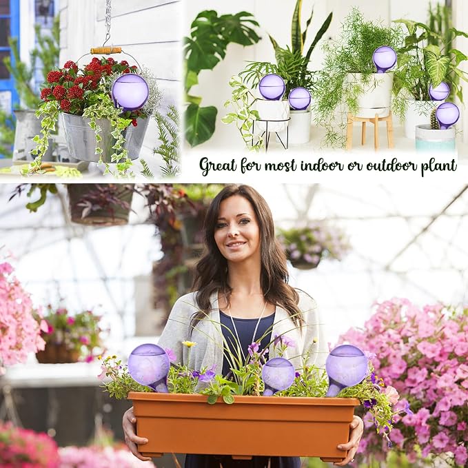 LOCOLO 10-Piece Plant Watering Globes 2 Sizes Self Watering Globes PVC Plastic Plant Watering Bulbs for Outdoor Indoor House Potted Plants Watering Bulb, Easy and Effective (Purple)