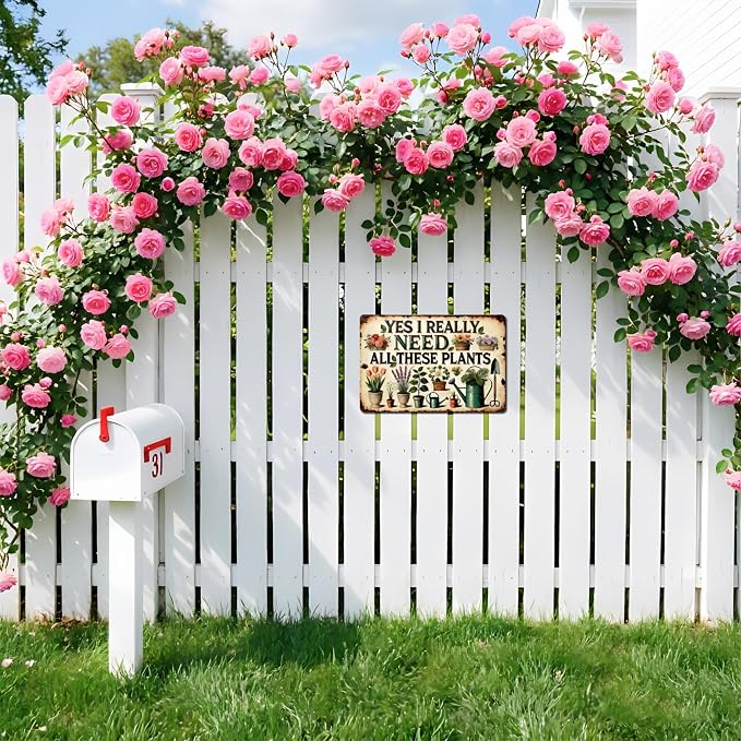 Funny Garden Signs, Vintage Garden Gift, Garden Decor for Outside, I Really Need All These Plants Sign, Weatherproof Aluminum Outdoor Decor for Patio Yard Greenhouse Home, Wall Decor 12x8 Inch
