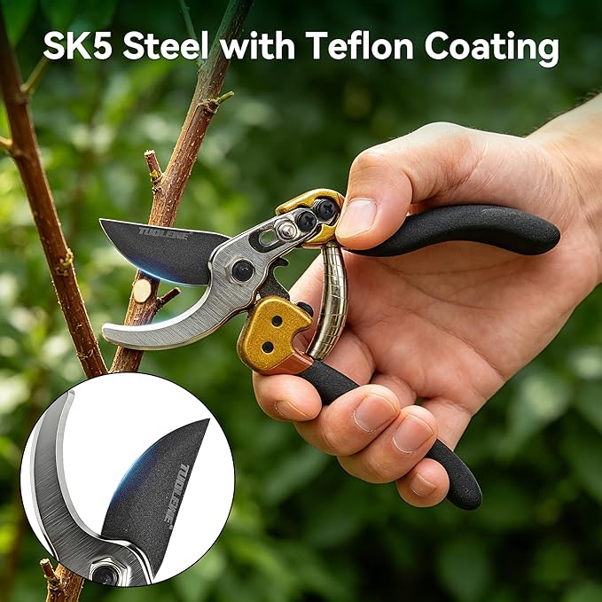 Professional Pruning Shears, Japanese SK5 Steel Blades for Precise Trimming, Bypass Pruners, Heavy Duty Garden Clippers for Branch Cutting, Bonsai, and Gardening