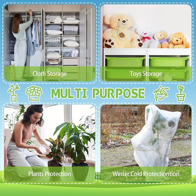 6 Pcs Winter Plant Covers Freeze Protection Small Plastic Clear Film Cover Shelter Bags Waterproof Frost Cloth for Outdoor Plants Greenhouse Garden Rain Frost Protection(15.7 x 27.6 Inch)