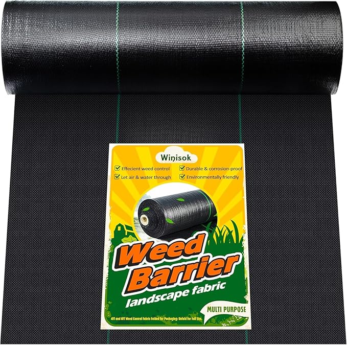 Winisok 3FT x 300FT Weed Barrier Landscape Fabric, 3.2oz Woven Garden Cloth, Heavy Duty Breathable Ground Cover for Landscaping, Gardening and Farming