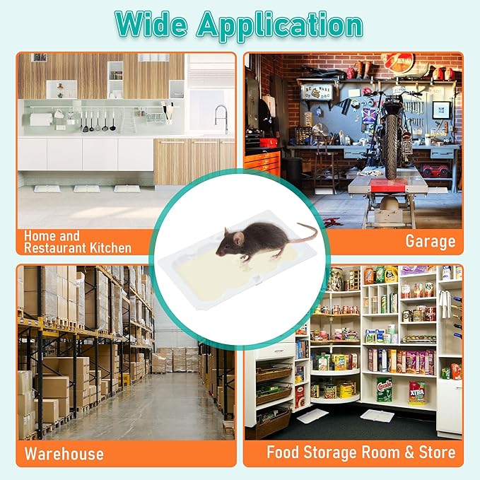 Qualirey 12 Pack Mouse Glue Traps 4.6x3.2 Inch, Pre-Baited Sticky Traps for Mice Rats Roaches Spiders, Heavy Duty Adhesive Glue Boards with Peanut Scent, No Touch Disposal, Indoor for Home (White)