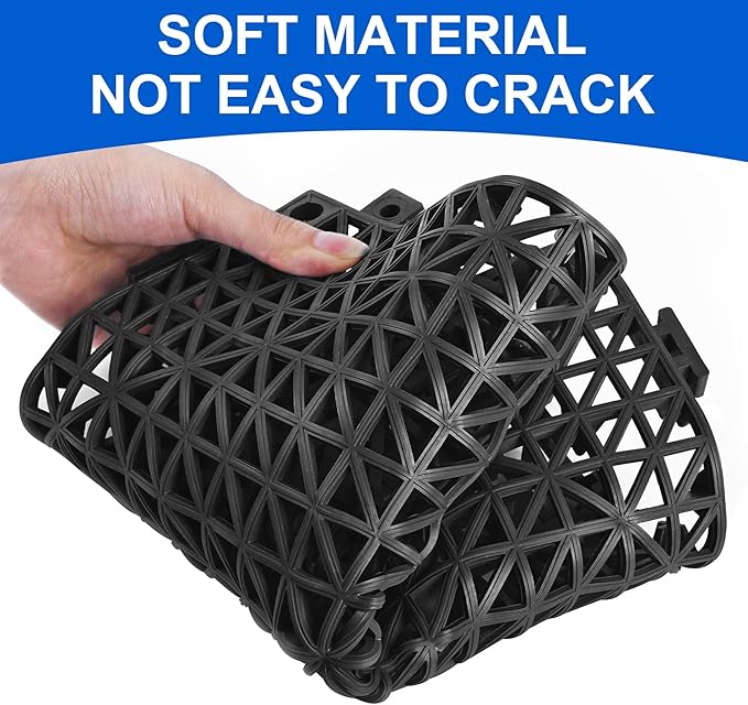 MYFAMIREA Modular Interlocking Cushion 12 Pack 11.8" x 11.8" Rubber Floor Tiles Non-Slip Splicing Drainage Mats for Deck, Pool, Outdoor Shower, Patio, Balcony, Indoor Bathroom, Kitchen (Gary Black)