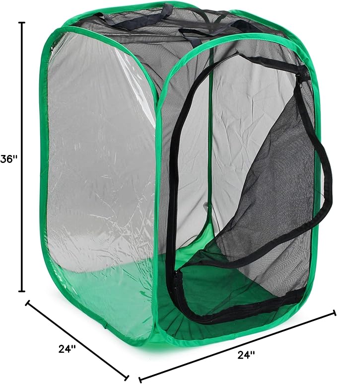 RESTCLOUD 36" Large Monarch Butterfly Habitat, Giant Collapsible Insect Mesh Cage Terrarium Pop-up 24 x 24 x 36 Inches