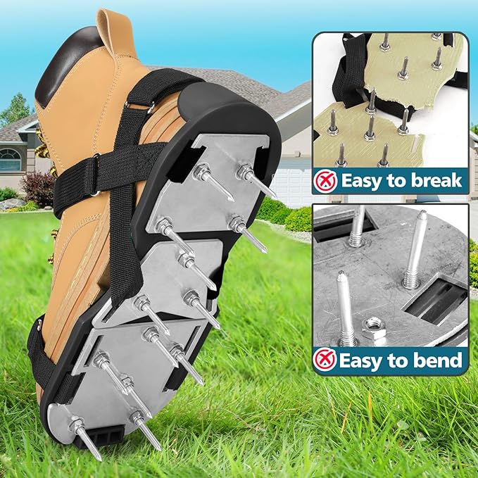 MOFEEZ Lawn Aerator Shoes for Grass - Pre-Assembled Grass Aerator Shoes for Lawn - Soil Yard Aerator Tool for Aerating Patio Garden, Black, Medium