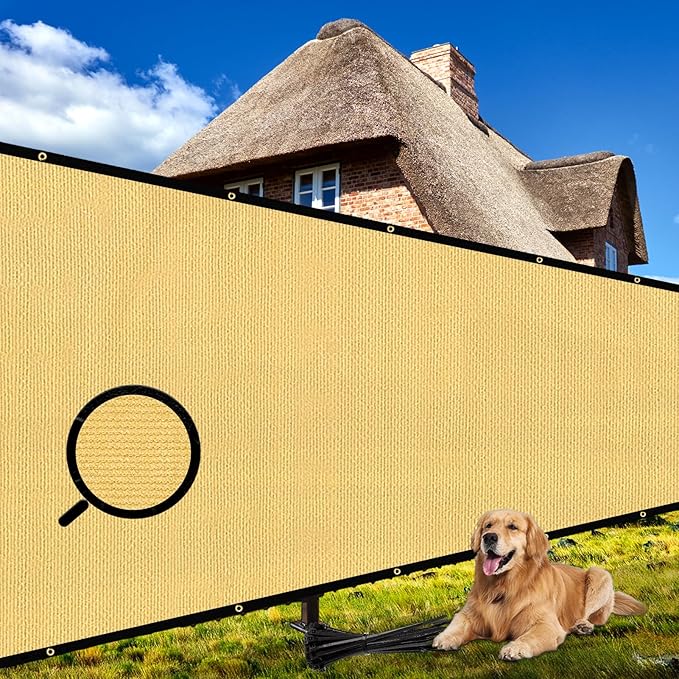 Shade&Beyond 5'x8' Sand Privacy Screen Fence Cover 170 GSM Fencing Mesh Fence Panel for Wall Garden Yard Backyard Indoor Outdoor Home Decoration