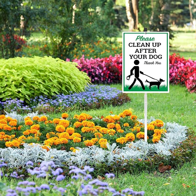 Clean Up After Your Dog Yard Sign With Stakes Be A Good Neighbor Pick Up Your Dogs Poop Reflective Aluminum Signs Rust Free For Lawn Garden Neighborhood (8x12) IN