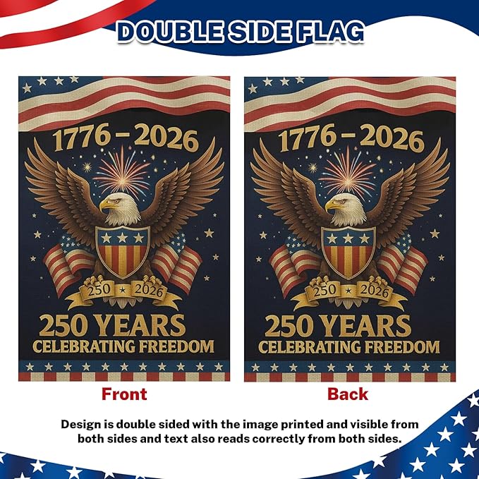 250 Anniversary Usa Garden Flags for Outside, 250 Anniversary USA Flag 1776-2026 Commemorative Patriotic Yard Sign Outdoor Banner Yard Sign 4th of July Decorations Double Sided Waterproof 250 Year American Flag 12x18 Inch