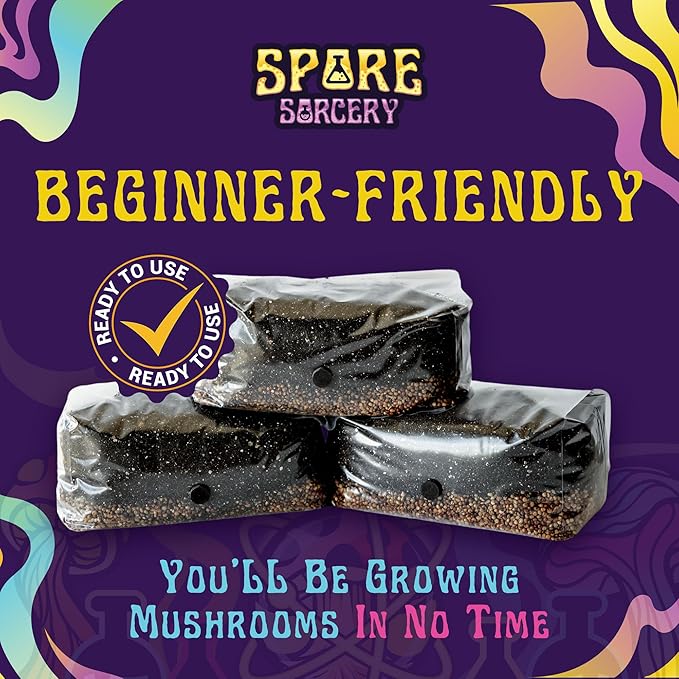 SPORE SORCERY 6 LB All-in-One Mushroom Grow Bag: Up to 48oz of Mushrooms! Nutrient-Enhanced, Injection Port, Just Add Your Own Spores & Grow Like Magic (6 LB Bag)