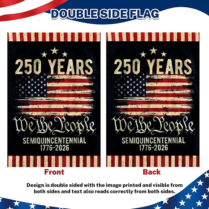 250 Anniversary Usa Garden Flags for Outside,250 Anniversary USA Flag with Stars Stripes 1776-2026,250th Anniversary America Semiquincentennial Commemorative Patriotic 4th of July Decorations Yard Sign Double-Sided House Flag Waterproof 250 Year Americ...