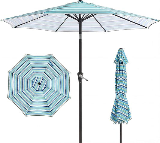 10FT Patio Umbrella, Outdoor Umbrella with Push Button Tilt and Crank, 8 Sturdy Ribs, UV Protection & Waterproof Market Umbrella for Pool, Backyard, Beach,Deck
