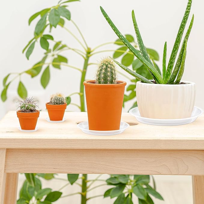 Augshy 18 Pack Plant Suacer 6/8/10/12 Inche Plant Drip Trays for Pots Clear Plant Pot Trays Water-Repellent Plant Saucers for Gardens Balconies and Indoors