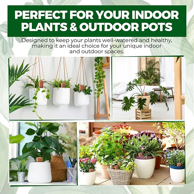3 Pcs 4.9'' 5.9'' 6.7'' Terracotta Watering Spikes with Lid Automatic Plant Waterer Vacation Friendly Self Watering Planter Insert Plant Water Devices for Indoor Outdoor Plants, 3 Sizes