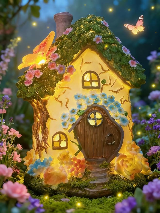 Fairy Garden Houses, Fairy Houses,Fairy Houses for Outside,Fairy Garden Houses Outdoor,Solar Fairy Garden,gnome House,Fairy Garden,Fairy Garden Accessories, for Women Gift/Teenage Gift