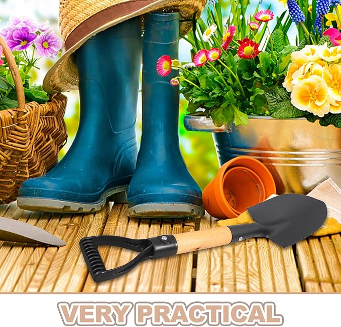Vegetable Planting Tool and Soil Digging Shovel for Gardening, 36Cm Metal Hand Trowel with Short Handle, Multi-Functional Outdoor Soil Loosening and Transplanting Tool