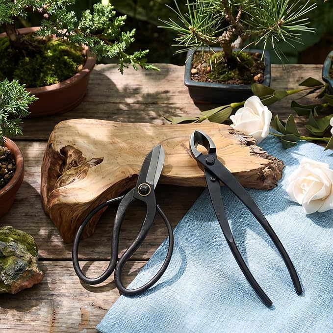 2 Pack Garden Scissors, Stainless Steel Bonsai Pruning Shears with Comfy Grip Handle, Multipurpose Trimming Shears for Bonsai, Herbs, Flowers, Home, Office (Floral Scissors Set)