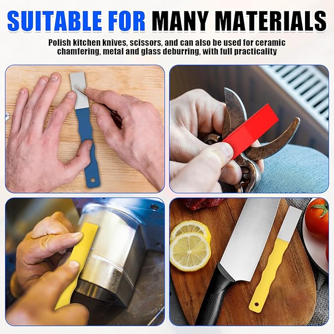 6Pcs Diamond Sharpening Hone Set 220/400/600 Grit Color Coded Portable Flat Hand File Knife Set with Non Slip Handle for Kitchen, Garden, Outdoor tools Fine/Coarse Grinding(6PCS)