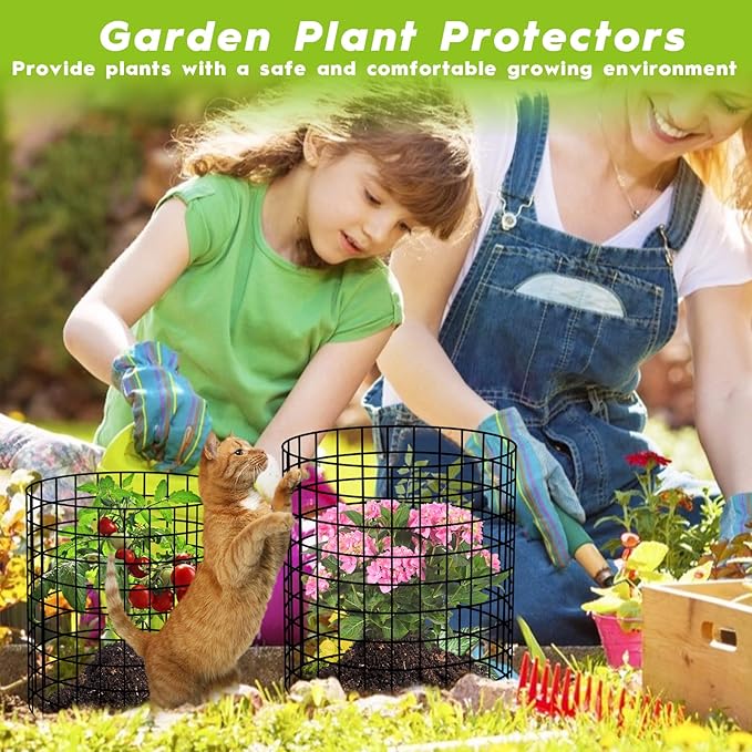 10 Pack Plant Protectors from Animals Wire Plant Protector Cage to Keep Animals Out with Zip Ties & Stakes, 30 Panels Bendable Metal Mesh for Flowers Vegetables