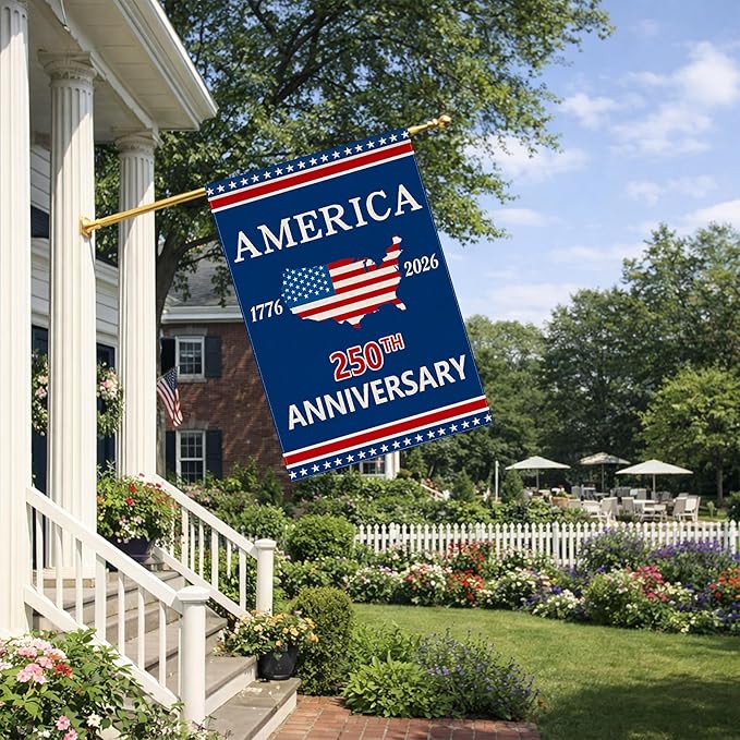 250 Anniversary Garden Flag, 250th Anniversary America Banner USA 4th of July Patriotic Freedom Yard Sign Double-Sided Waterproof Flag 28x40 Inch