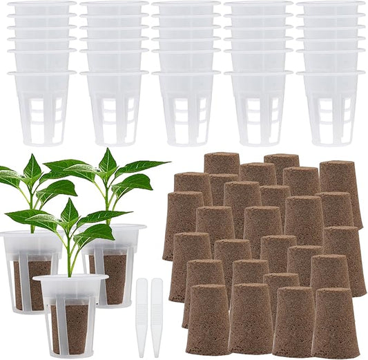 62 PCS Hydroponic Seed Growing System Hydroponic Growing Kit, 30 Hydroponics Plant Baskets and 30 Grow Sponges Pods, 2 Tweezers for Ourdoor Use and Garden Indoor